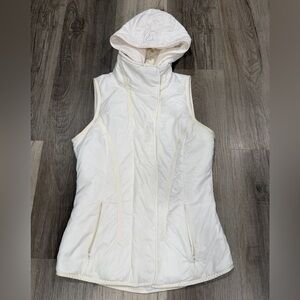 Lululemon Running Glacier Vest White Hooded Fleece Puffer Sz 4